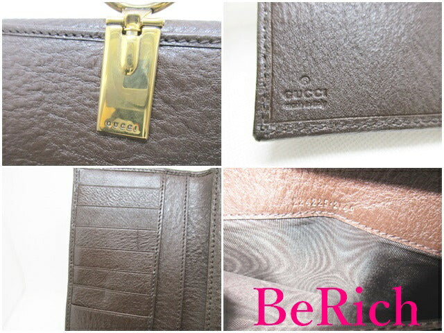 グッチ GUCCI 二つ折り 財布 224225 GG キャンバス ベージュ ブラウン 茶 レザー ロゴ コンパクト ウォレット 【中古】【送料無料】bs3048