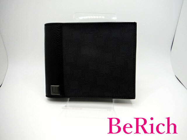 ダンヒル 二つ折り 財布 黒 ブラック レザー PVC コンパクト ウォレット dunhill 【中古】【送料無料】 bs3060