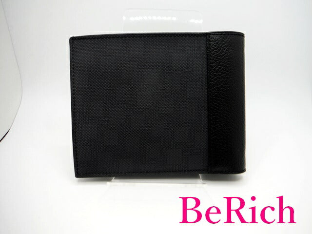 ダンヒル 二つ折り 財布 黒 ブラック レザー PVC コンパクト ウォレット dunhill 【中古】【送料無料】 bs3060
