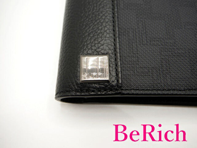 ダンヒル 二つ折り 財布 黒 ブラック レザー PVC コンパクト ウォレット dunhill 【中古】【送料無料】 bs3060