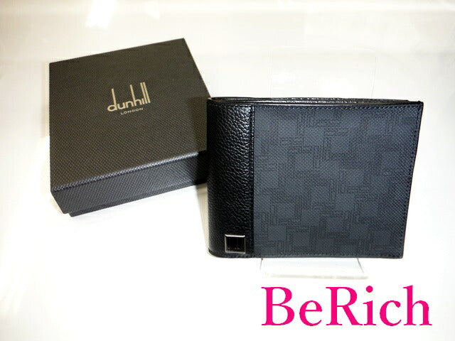 ダンヒル 二つ折り 財布 黒 ブラック レザー PVC コンパクト ウォレット dunhill 【中古】【送料無料】 bs3060