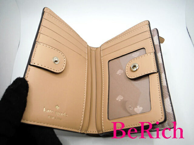ケイトスペード kate spade 二つ折り財布 WLRU6046 ピンク PVC レザー ロゴ 中財布 コンパクト ミディアム ウォレット 【中古】【送料無料】 bs3076