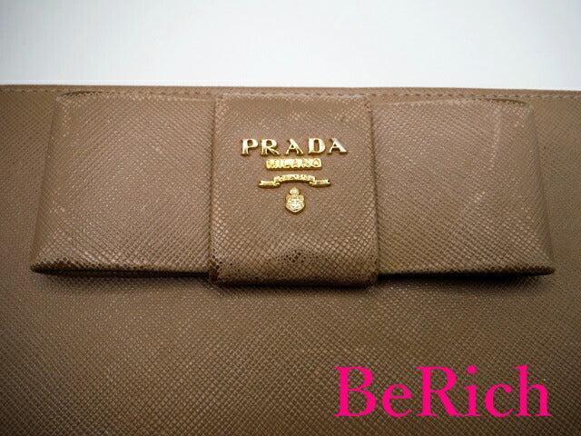 プラダ PRADA ラウンドファスナー 長財布 1M0506 フィオッコ ベージュ サフィアーノ レザー ロゴ 二つ折り財布 ロング ウォレット 【中古】【送料無料】 bs3146