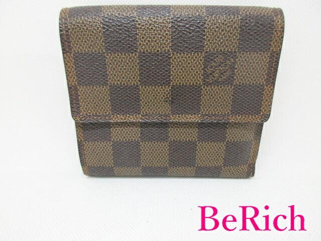 ルイ ヴィトン LOUIS VUITTON Wホック 二つ折り財布 N61652 ダミエ ポルト モネ ビエ カルト クレディ エベヌ 茶 PVC レザー LV ロゴ コンパクト ウォレット 【中古】【送料無料】 bs3212