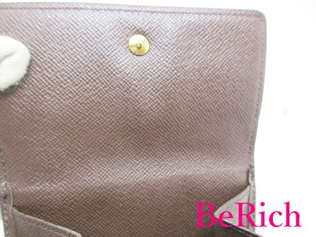 ルイ ヴィトン LOUIS VUITTON Wホック 二つ折り財布 N61652 ダミエ ポルト モネ ビエ カルト クレディ エベヌ 茶 PVC レザー LV ロゴ コンパクト ウォレット 【中古】【送料無料】 bs3212