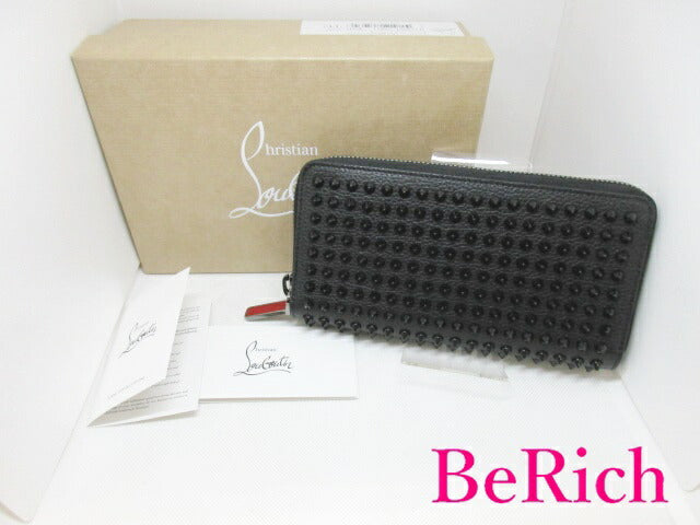 クリスチャン ルブタン ラウンドファスナー 長財布 1165044CM パネトーネ 黒 ブラック 赤 レッドスタッズ レザー ウォレット CHRISTIAN LOUBOUTIN 【中古】【送料無料】bs3225