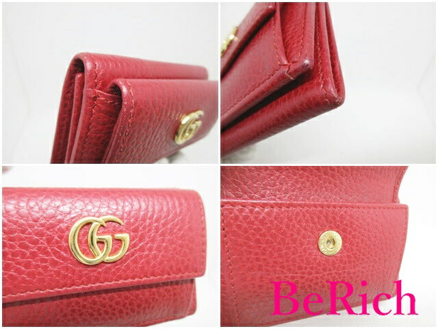 グッチ GUCCI 三つ折り財布 523277 赤 レッド プチ GG マーモント レザー コンパクト ウォレット 【中古】【送料無料】 bs3235