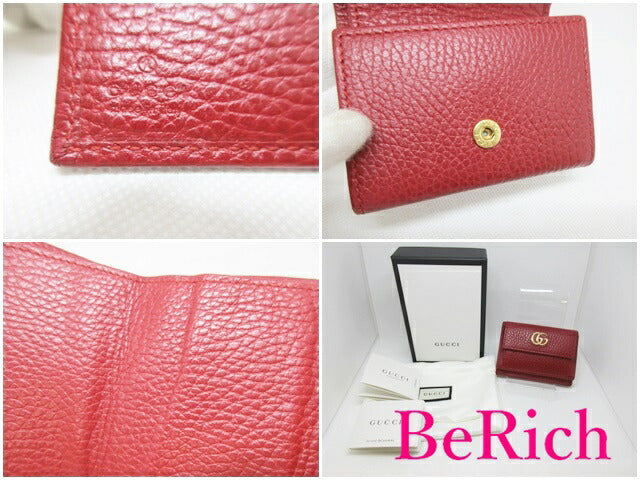 グッチ GUCCI 三つ折り財布 523277 赤 レッド プチ GG マーモント レザー コンパクト ウォレット 【中古】【送料無料】 bs3235