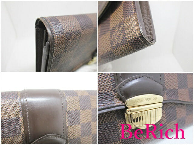 ルイ ヴィトン LOUIS VUITTON 長財布 ダミエ ポルト フォイユ システィナ N61747 エベヌ 茶 ブラウン 二つ折り財布 ロング ウォレット 【中古】【送料無料】 bs3267