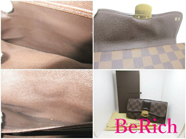 ルイ ヴィトン LOUIS VUITTON 長財布 ダミエ ポルト フォイユ システィナ N61747 エベヌ 茶 ブラウン 二つ折り財布 ロング ウォレット 【中古】【送料無料】 bs3267