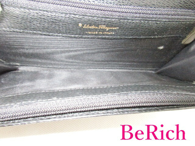 サルヴァトーレ フェラガモ Ferragamo 二つ折り 長財布 IF-22 9299 レザー 黒 ブラック クリップ 金具 財布 ロング ウォレット 【中古】【送料無料】bs3275