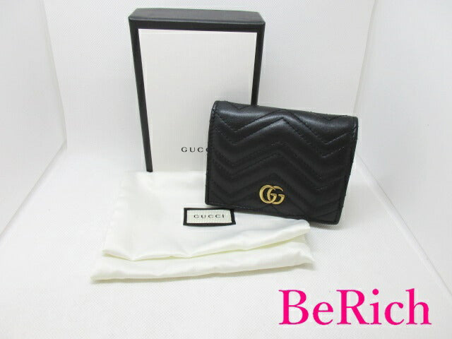 グッチ GUCCI 二つ折り財布 466492 黒 ブラック GG マーモント レザー コンパクト ウォレット 【中古】【送料無料】 bs3281