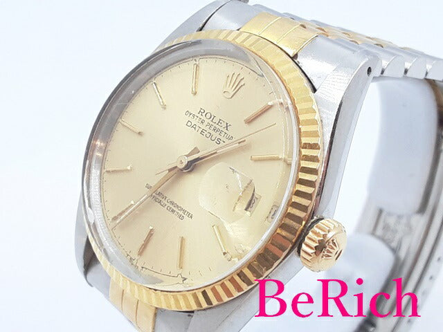ロレックス ROLEX デイトジャスト 16013 96番 自動巻き メンズ 腕時計 シャンパン ゴールド 文字盤 SS K18 YG ブレス オートマ AT アナログ ウォッチ DATE JUST 【中古】【送料無料】 bt2499