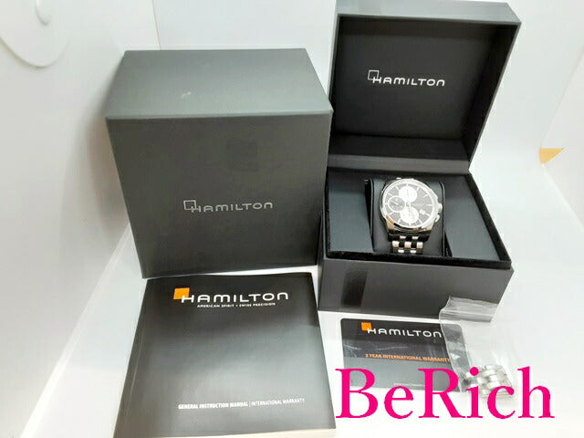 美品 ハミルトン HAMILTON ジャズマスター メンズ 腕時計 H32596181 黒 ブラック 文字盤 SS シルバー クロノグラフ デイト アナログ 自動巻き AT 【中古】【送料無料】 bt2574