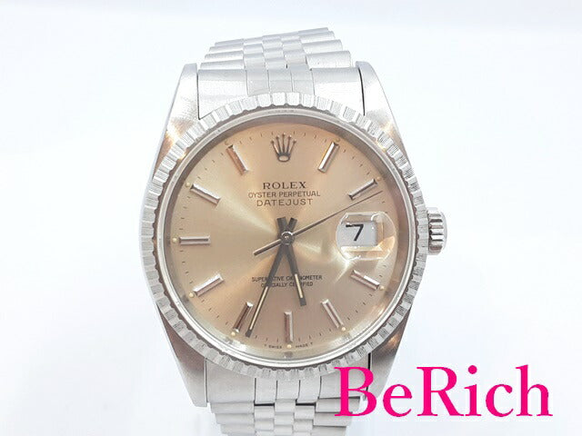 OH済 ロレックス ROLEX デイトジャスト 16220 X番 自動巻き メンズ 腕時計 シルバー 文字盤 SS ブレス オートマ AT アナログ ウォッチ DATE JUST 【中古】【送料無料】 bt2656