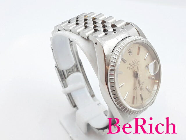 OH済 ロレックス ROLEX デイトジャスト 16220 X番 自動巻き メンズ 腕時計 シルバー 文字盤 SS ブレス オートマ AT アナログ ウォッチ DATE JUST 【中古】【送料無料】 bt2656