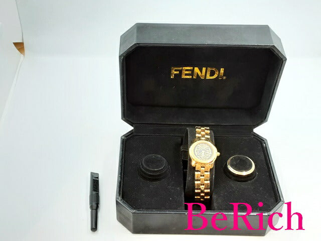 フェンディ FENDI レディース 腕時計 850L 黒 ブラック ゴールド 文字盤 SS GP チェンジベゼル アナログ クォーツ QZ ウォッチ 【中古】【送料無料】 bt2665