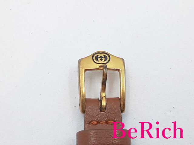 グッチ GUCCI レディース 腕時計 黒 ブラック 文字盤 SS レザー ロゴ ヴィンテージ オールド アナログ クォーツ QZ ウォッチ 【中古】【送料無料】 bt2683