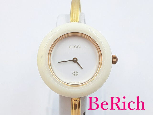 グッチ GUCCI レディース 腕時計 11/12 チェンジ ベゼル 白 ホワイト 文字盤 SS ゴールド クォーツ QZ バングル ウォッチ 【中古】【送料無料】 bt2688