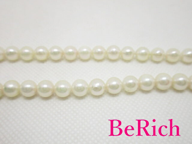鑑別書付 真珠 パール 6.95 - 6.96 mm 珠 ネックレス イヤリング セット K14 WG 14金 585 SILVER シルバー SV 宝石 ジュエリー アクセサリー パーティ フォーマル 【中古】【送料無料】dgs2407