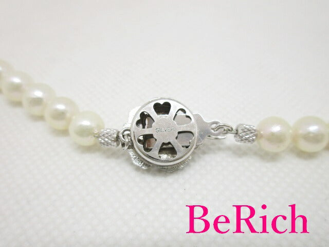 鑑別書付 真珠 パール 6.95 - 6.96 mm 珠 ネックレス イヤリング セット K14 WG 14金 585 SILVER シルバー SV 宝石 ジュエリー アクセサリー パーティ フォーマル 【中古】【送料無料】dgs2407