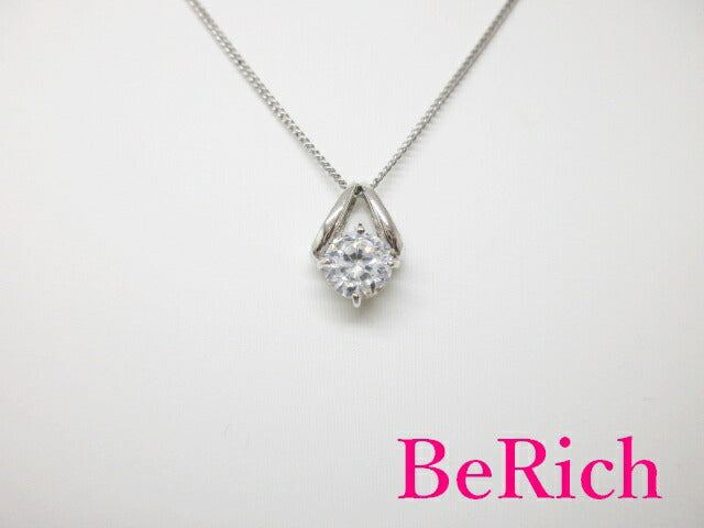 シルバー キュービック ジルコニア 付 一粒 デザイン プチ ネックレス ペンダント SILVER CZ ジュエリー アクセサリー 【中古】【送料無料】dgs2641