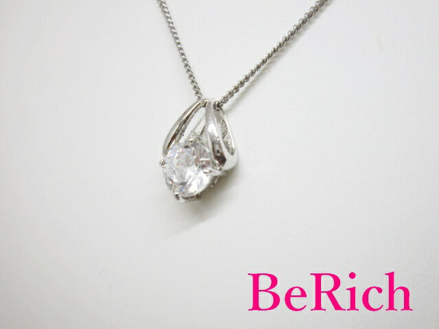 シルバー キュービック ジルコニア 付 一粒 デザイン プチ ネックレス ペンダント SILVER CZ ジュエリー アクセサリー 【中古】【送料無料】dgs2641