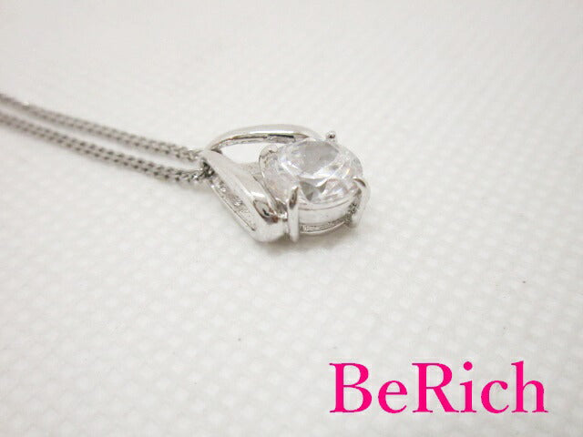 シルバー キュービック ジルコニア 付 一粒 デザイン プチ ネックレス ペンダント SILVER CZ ジュエリー アクセサリー 【中古】【送料無料】dgs2641