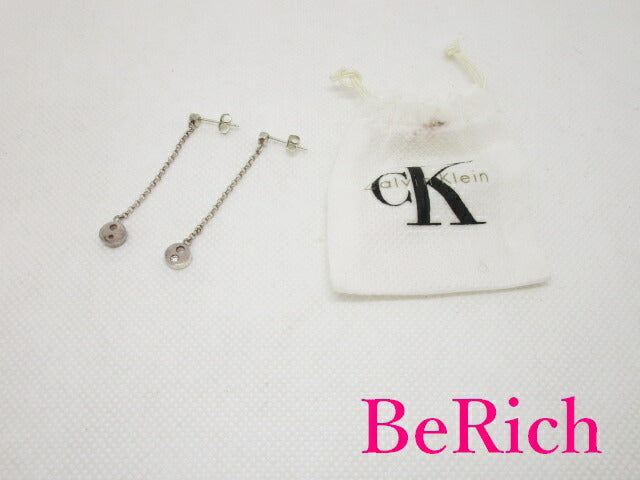 カルバンクライン Calvin Klein SILVER 透明石 付き デザイン ピアス ジュエリー アクセサリー 【中古】【送料無料】dgs2693