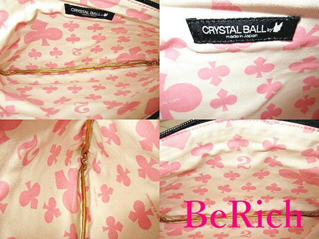 クリスタルボール CRYSTAL BALL 2way ショルダーバッグ サコッシュ クラッチバッグ ボストンテリア 黒 ブラック コーティング キャンバス バケット 鞄 【中古】【送料無料】h2030