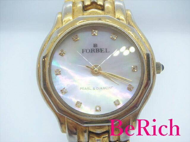 フォーベル FORBEL メンズ 腕時計 FB-1051M シェル 文字盤 SS ゴールド パール & ダイヤモンド アナログ クォーツ QZ ウォッチ【中古】【送料無料】 ht4112