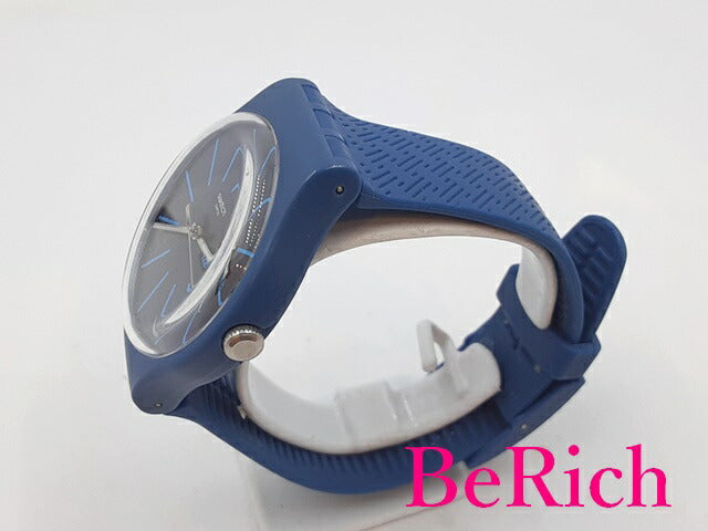 美品 スウォッチ Swatch ウェーブパス SUON 713 メンズ 腕時計 デイデイト ブルー 青 文字盤 プラスチック 樹脂 アナログ クォーツ QZ ウォッチ 【中古】【送料無料】 ht4714