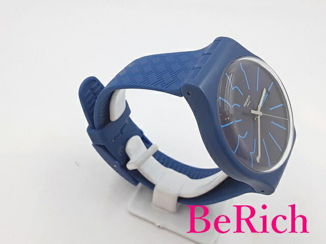 美品 スウォッチ Swatch ウェーブパス SUON 713 メンズ 腕時計 デイデイト ブルー 青 文字盤 プラスチック 樹脂 アナログ クォーツ QZ ウォッチ 【中古】【送料無料】 ht4714