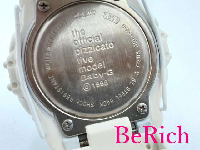 カシオ CASIO G-SHOCK Baby-G 腕時計 BGM-100 白 ホワイト 文字盤 SS 樹脂 レザー ブレス ロゴ デジタル クォーツ QZ ウォッチ ベイビージー 【中古】【送料無料】ht4719