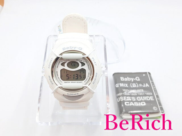 カシオ CASIO G-SHOCK Baby-G 腕時計 BGM-100 白 ホワイト 文字盤 SS 樹脂 レザー ブレス ロゴ デジタル クォーツ QZ ウォッチ ベイビージー 【中古】【送料無料】ht4719
