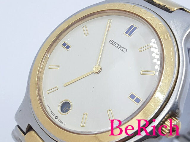 セイコー SEIKO プレサージュ メンズ 腕時計 デイト 9539-6000 アイボリー 文字盤 SS ブレス アナログ クォーツ QZ ウォッチ PRESAGE 【中古】【送料無料】 ht4773