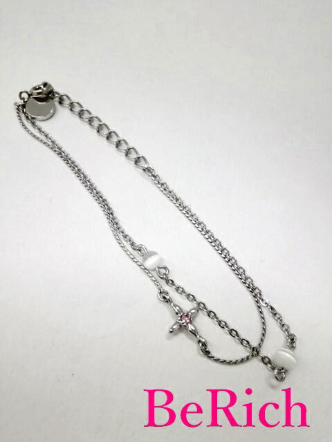 クレージュ クロス モチーフ 2連 ブレスレット シルバー メッキ ストーン ジュエリー アクセサリー courreges 【中古】【送料無料】 ba311