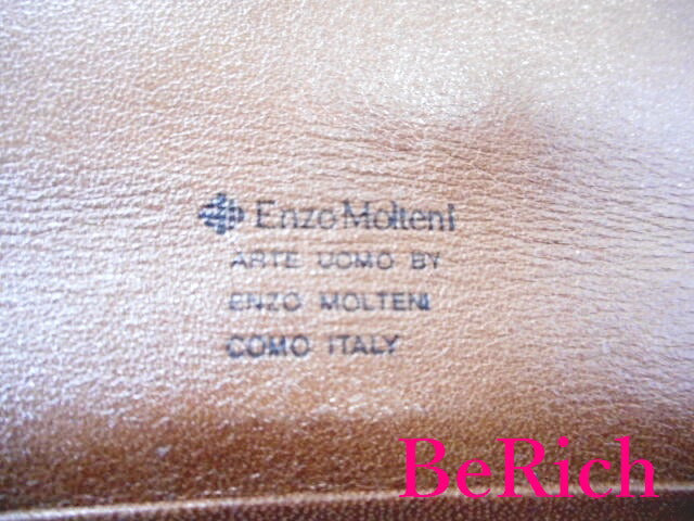 エンゾ モルティーニ セカンドバッグ 茶 ブラウン レザー クラッチバッグ ビジネス Enzo Molteni 【中古】【送料無料】 sh720