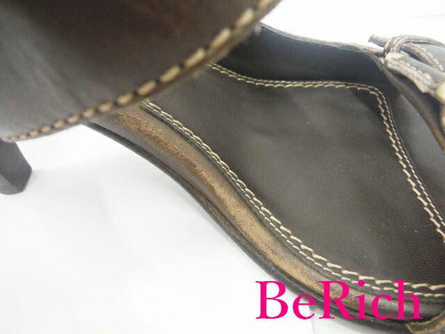 バリー サンダル 36 23cm 茶 ブラウン レザー ミュール 靴 ヒール BALLY 【中古】【送料無料】h1976