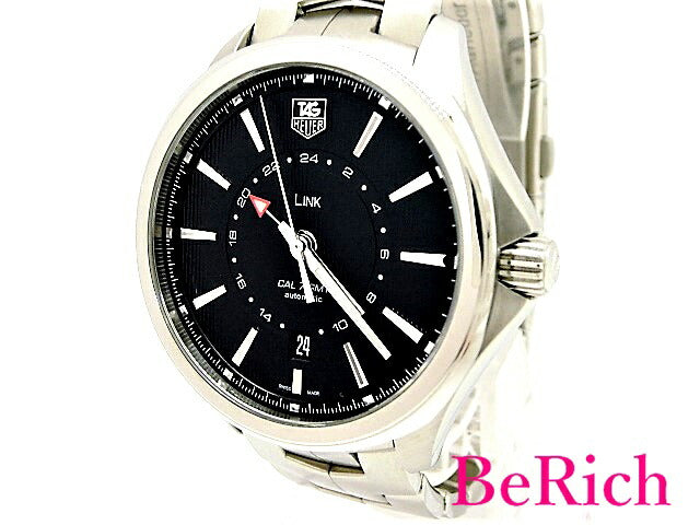 美品 タグホイヤー リンク WAT201A.BA0951 メンズ 腕時計 GMT キャリバー7 デイト 100m防水 自動巻き AT ブラック文字盤 SS TAGHEUER 【中古】【送料無料】 mk2288
