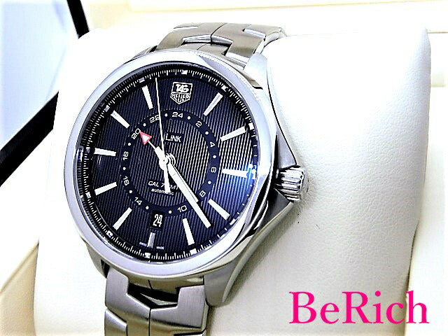 美品 タグホイヤー リンク WAT201A.BA0951 メンズ 腕時計 GMT キャリバー7 デイト 100m防水 自動巻き AT ブラック文字盤 SS TAGHEUER 【中古】【送料無料】 mk2288