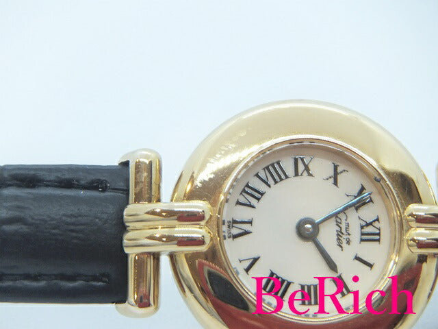 美品 カルティエ Cartier マスト コリゼ ヴェルメイユ 1902 腕時計 SV 925 レザー クォーツ QZ アイボリー文字盤 ウォッチ 【中古】【送料無料】 sb652