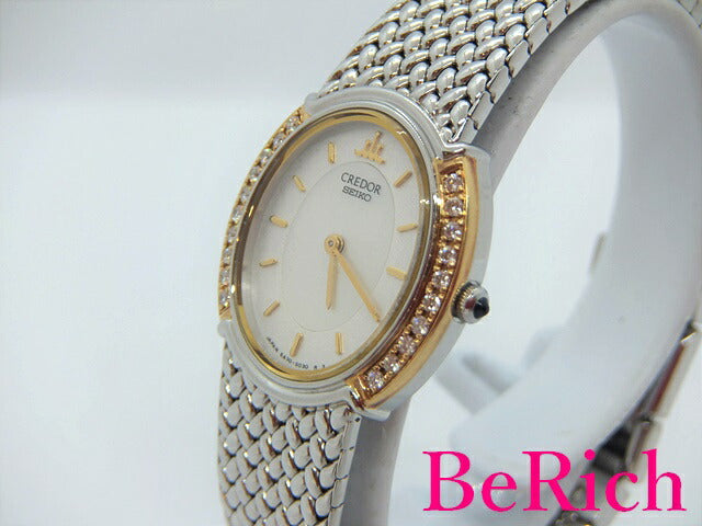 セイコー クレドール SEIKO CREDOR ダイヤ ベゼル レディース 腕時計 5A70-3000 シェル 文字盤 SS ブレス クォーツ QZ アナログ ウォッチ 【中古】【送料無料】 sb672