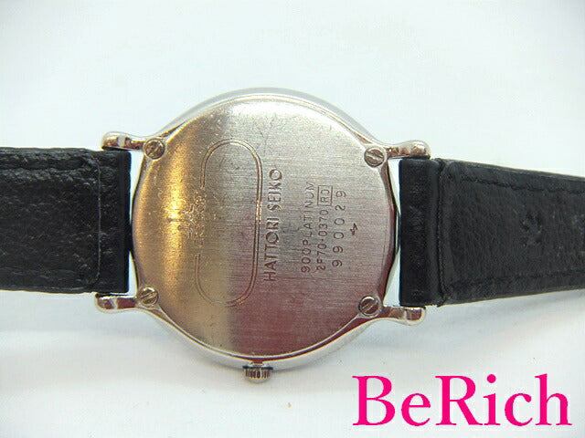 セイコー クレドール SEIKO CREDOR 2F70-0370 12P ダイヤ Pt900 レディース 腕時計 シルバー グレー 文字盤 レザー ブレス クォーツ QZ アナログ ウォッチ プラチナ 【中古】【送料無料】 sb691