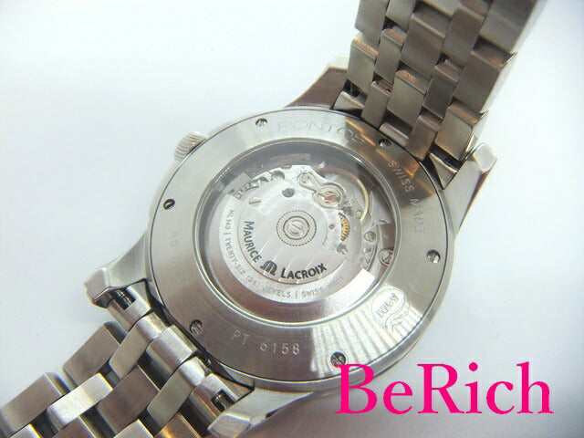 美品 モーリス ラクロア MAURICE LACROIX ポントス デイデイト PT6158-SS002 自動巻き メンズ 腕時計 シルバー 文字盤 SS ブレス オートマ AT ウォッチ PONTOS 【中古】【送料無料】 sb707