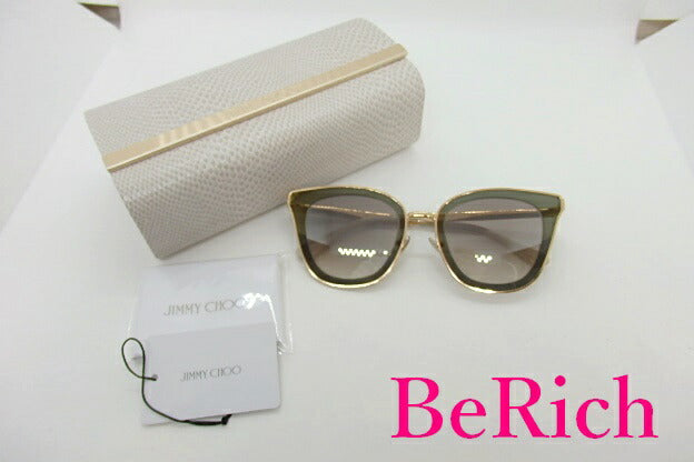 美品 ジミーチュウ JIMMY CHOO サングラス LORY/S ピンク ゴールド グレー パープル グラデ ミラー キャットアイ プラスチック ロゴ ほぼ 未使用品 【中古】【送料無料】sh1222