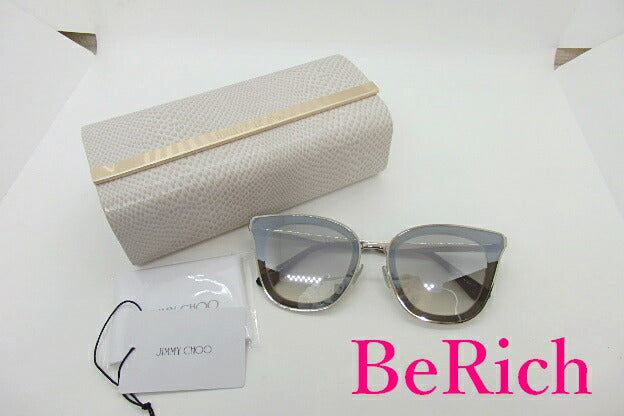 美品 ジミーチュウ JIMMY CHOO サングラス LORY/S シルバー グレー グラデ ミラー キャットアイ プラスチック ロゴ ほぼ 未使用品 【中古】【送料無料】sh1231