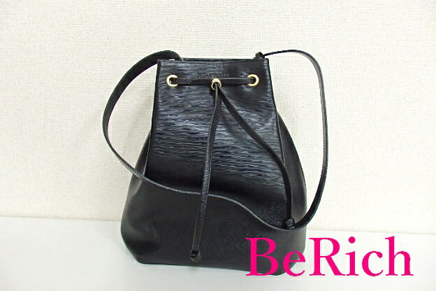 ニナリッチ NINA RICCI 巾着 ワン ショルダーバッグ ブラック 黒 レザー ロゴ ハンドバッグ 肩掛け 鞄 【中古】【送料無料】 sh1286