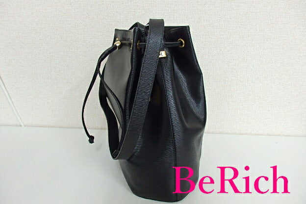 ニナリッチ NINA RICCI 巾着 ワン ショルダーバッグ ブラック 黒 レザー ロゴ ハンドバッグ 肩掛け 鞄 【中古】【送料無料】 sh1286