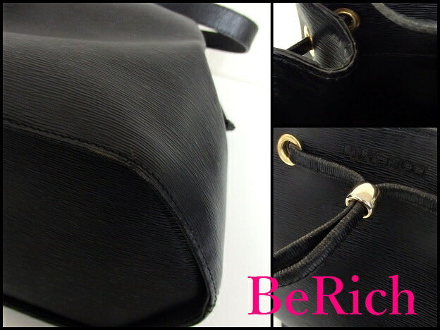 ニナリッチ NINA RICCI 巾着 ワン ショルダーバッグ ブラック 黒 レザー ロゴ ハンドバッグ 肩掛け 鞄 【中古】【送料無料】 sh1286